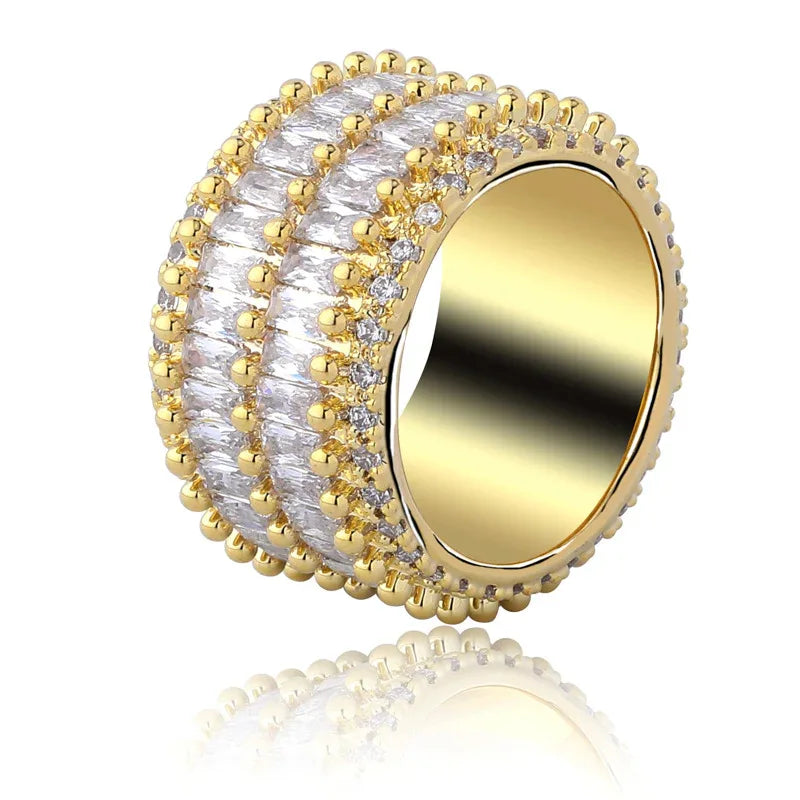 Double-Row Linear Zirconia Ring | Iced Out Parallel Band | Caratix
