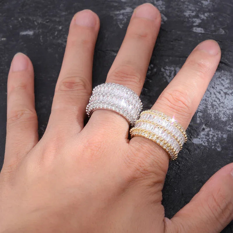 Double-Row Linear Zirconia Ring | Iced Out Parallel Band | Caratix