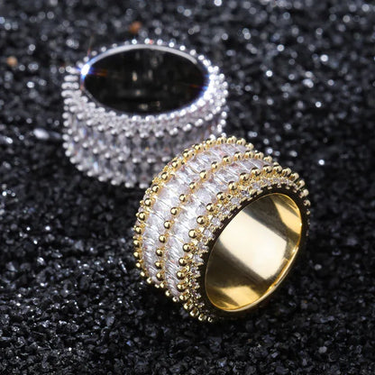 Double-Row Linear Zirconia Ring | Iced Out Parallel Band | Caratix