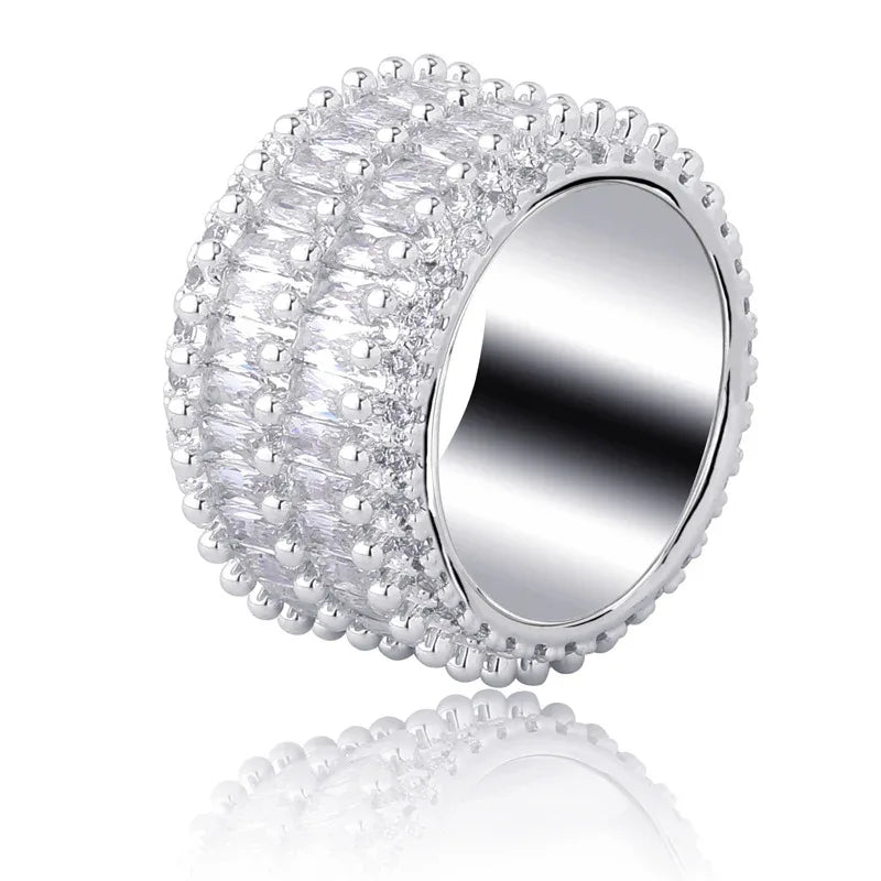Double-Row Linear Zirconia Ring | Iced Out Parallel Band | Caratix