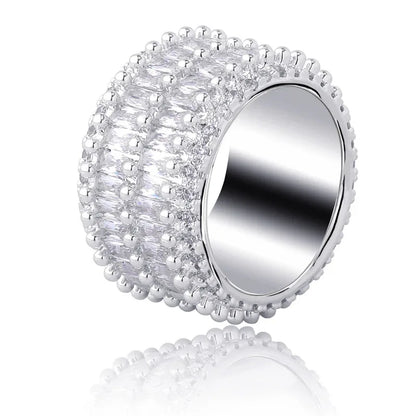 Double-Row Linear Zirconia Ring | Iced Out Parallel Band | Caratix