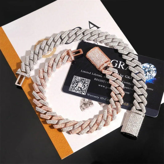 12.5mm Crescent Moissanite Cuban Link Chain – S925 Sterling Silver Iced-Out Hip Hop Men’s Trend Necklace - CaratixJewelry