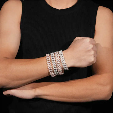 12.5mm Crescent Moissanite Cuban Link Chain – S925 Sterling Silver Iced-Out Hip Hop Men’s Trend Necklace - CaratixJewelry