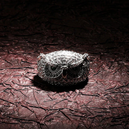3D Iced Out Owl Ring | Textured Feather Motif Hip Hop Band | Caratix
