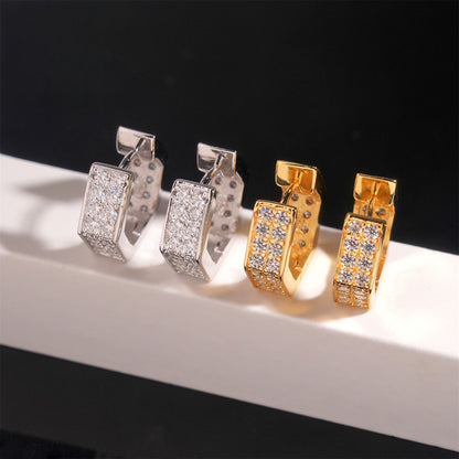 S925 Sterling Silver Moissanite Hoop Earrings | Full Pave Diamond Hoops | Caratix