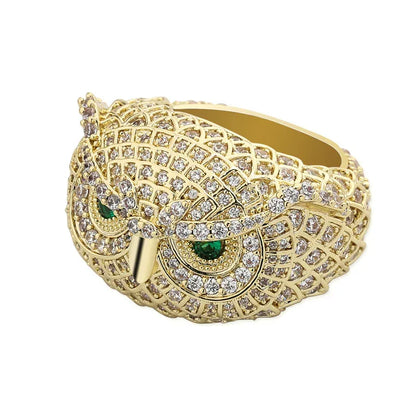 3D Iced Out Owl Ring | Textured Feather Motif Hip Hop Band | Caratix
