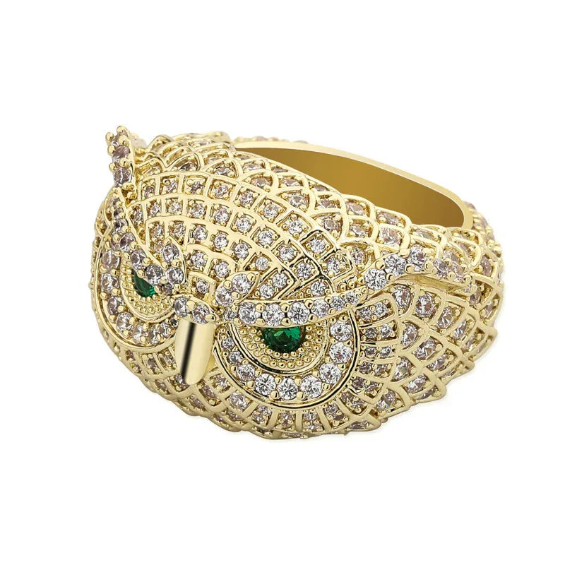 Men's Iced Out Owl Ring | Ruby Eye Hip Hop Totem Band | Caratix