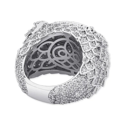 3D Iced Out Owl Ring | Textured Feather Motif Hip Hop Band | Caratix