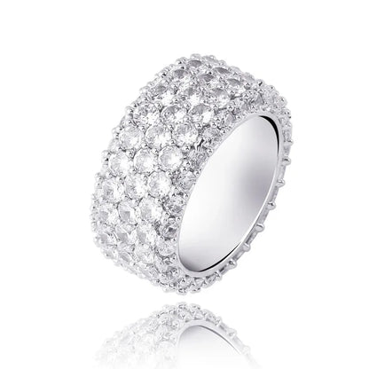 Triple Row Zirconia Hip Hop Ring | Unisex Iced Out Couple's Band | Caratix