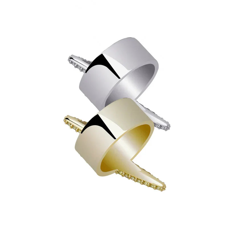 Bold Lightning Bolt Hip Hop Ring | Iced Out Zirconia Band | Caratix