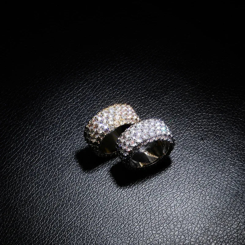 Triple Row Zirconia Hip Hop Ring | Unisex Iced Out Couple's Band | Caratix