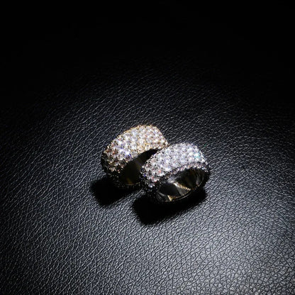 Triple Row Zirconia Hip Hop Ring | Unisex Iced Out Couple's Band | Caratix