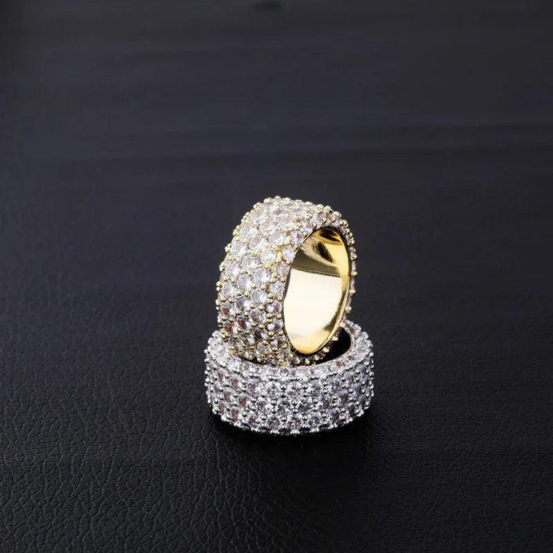 Triple Row Zirconia Hip Hop Ring | Unisex Iced Out Couple's Band | Caratix