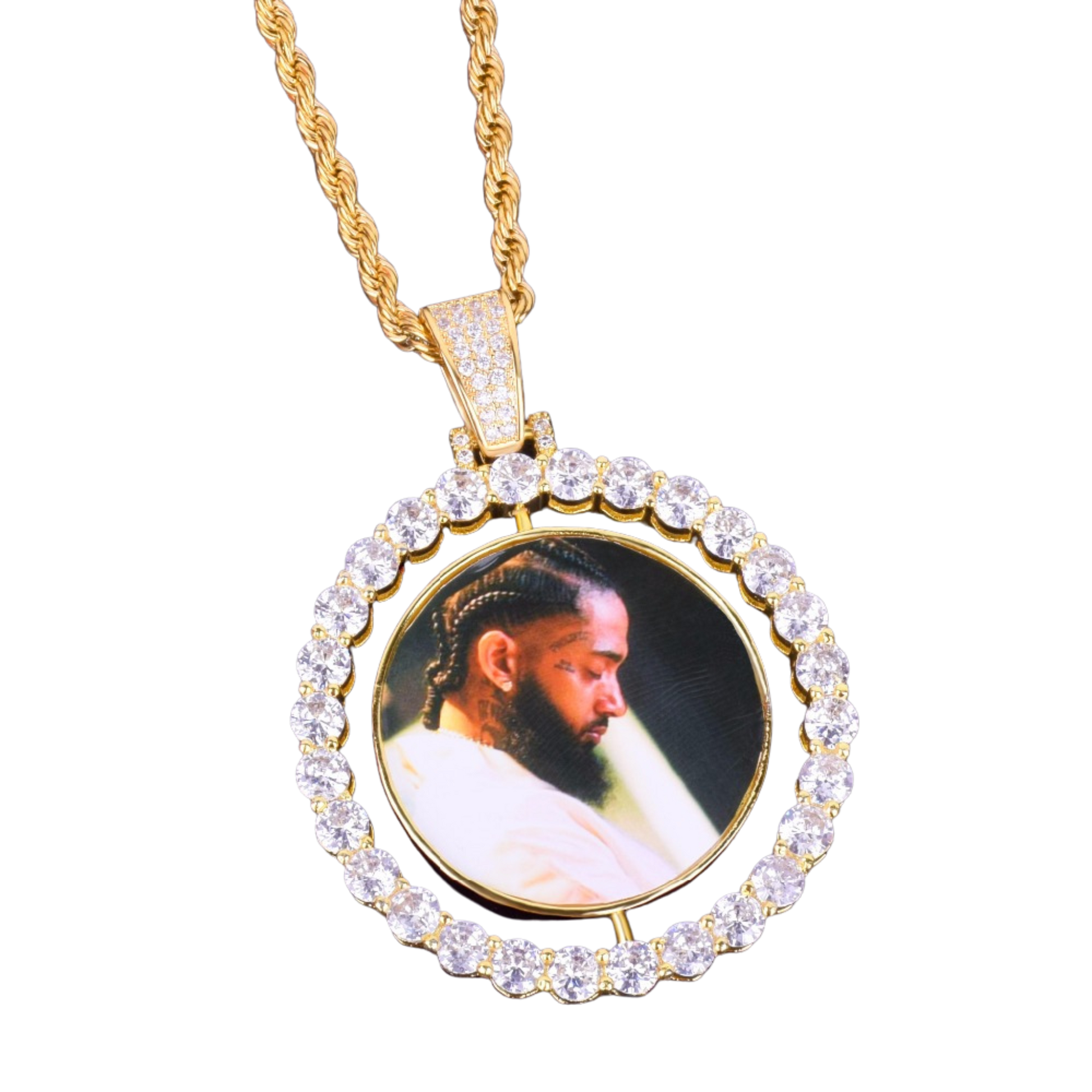 Rotating Double-Sided Medallions Spinning Custom Photo Picture Pendant Necklace