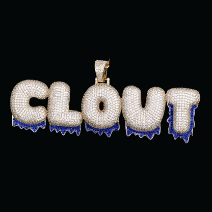 Collar con colgante personalizado con nombre personalizado y acabado azul helado