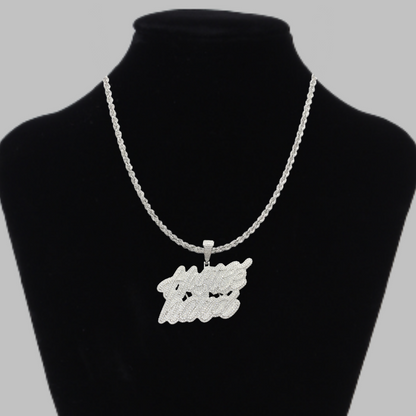 Hustle Hard Iced Out Letter Diamond Pendant Necklace – Custom Hip Hop Jewelry for Men