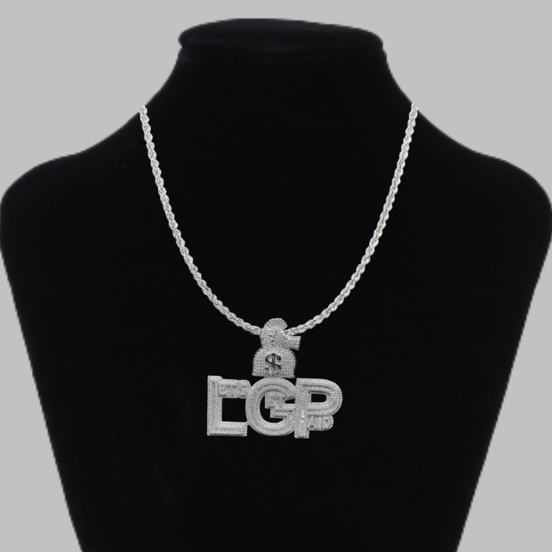 LGP Let's Get Paid Iced Out Letter Diamond Pendant Necklace – Custom Hip Hop Jewelry for Men
