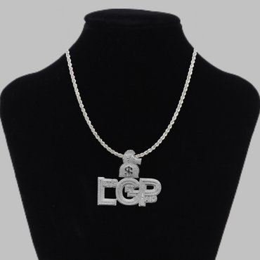 LGP Let's Get Paid Iced Out Letter Diamond Pendant Necklace – Custom Hip Hop Jewelry for Men