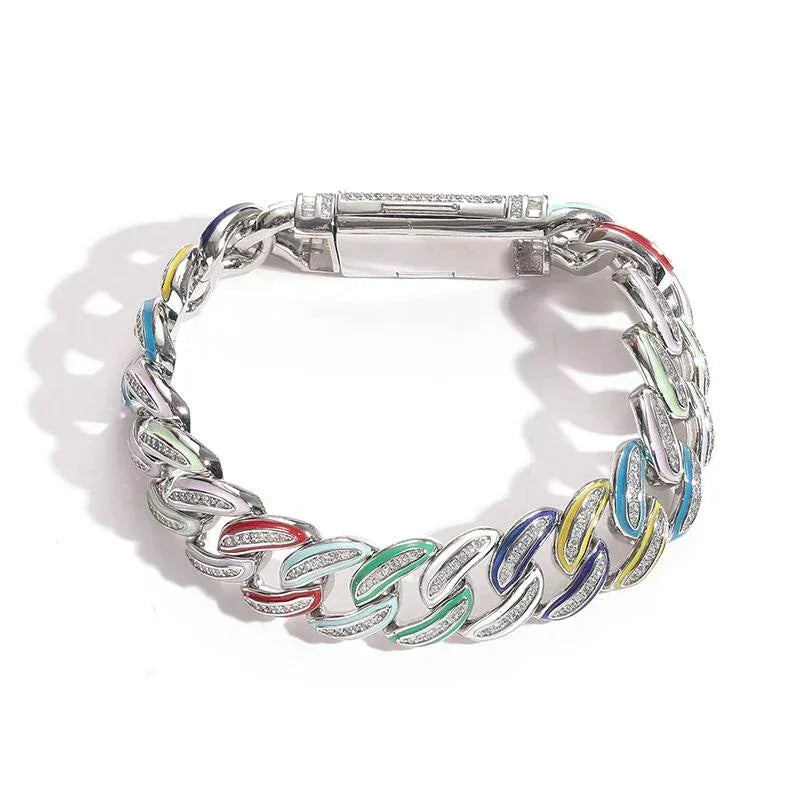 CARÁTIX 15mm Color Drip Cuban Chain | 3A+ CZ Iced Out Hip Hop Necklace for Men - CaratixJewelry