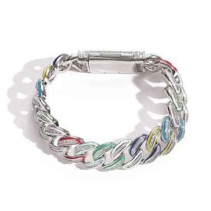 CARÁTIX 15mm Color Drip Cuban Chain | 3A+ CZ Iced Out Hip Hop Necklace for Men - CaratixJewelry