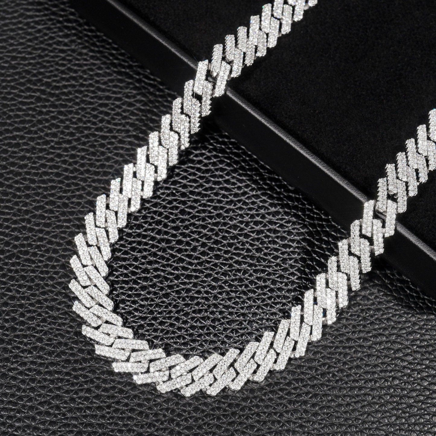 12mm Iced-Out Moissanite Cuban Link Chain – S925 Sterling Silver -Cut Hip Hop Streetwear Necklace - CaratixJewelry