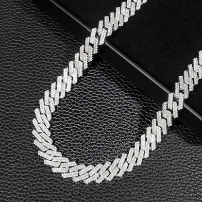 12mm Iced-Out Moissanite Cuban Link Chain – S925 Sterling Silver -Cut Hip Hop Streetwear Necklace - CaratixJewelry