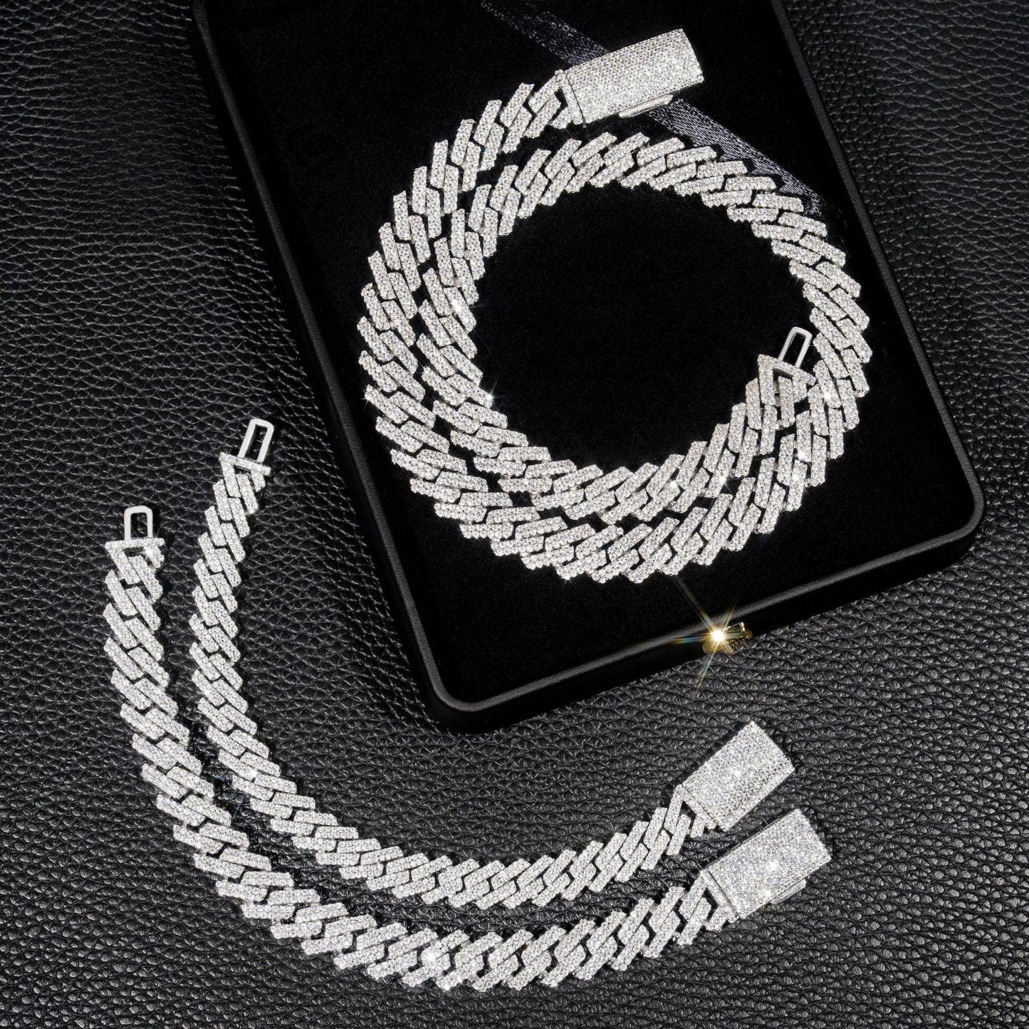 12mm Iced-Out Moissanite Cuban Link Chain – S925 Sterling Silver -Cut Hip Hop Streetwear Necklace - CaratixJewelry