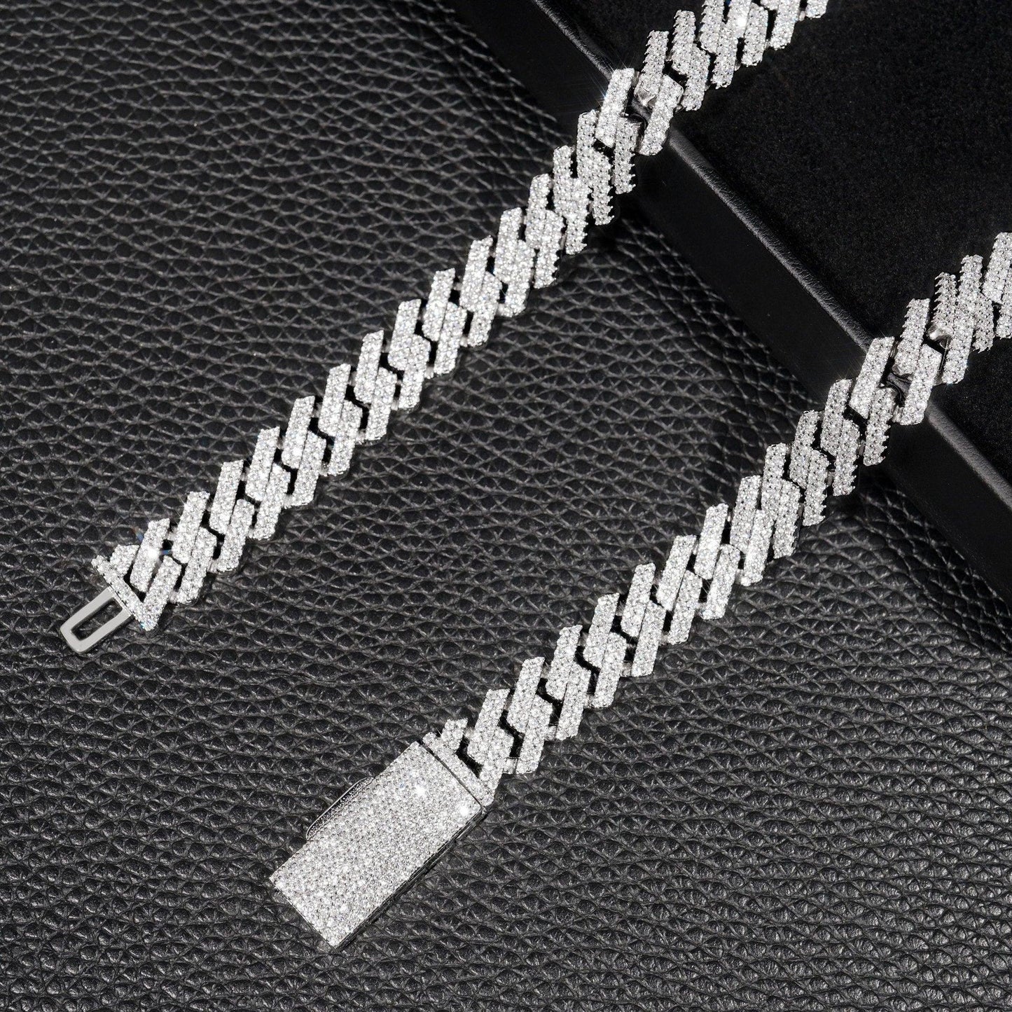 12mm Iced-Out Moissanite Cuban Link Chain – S925 Sterling Silver -Cut Hip Hop Streetwear Necklace - CaratixJewelry