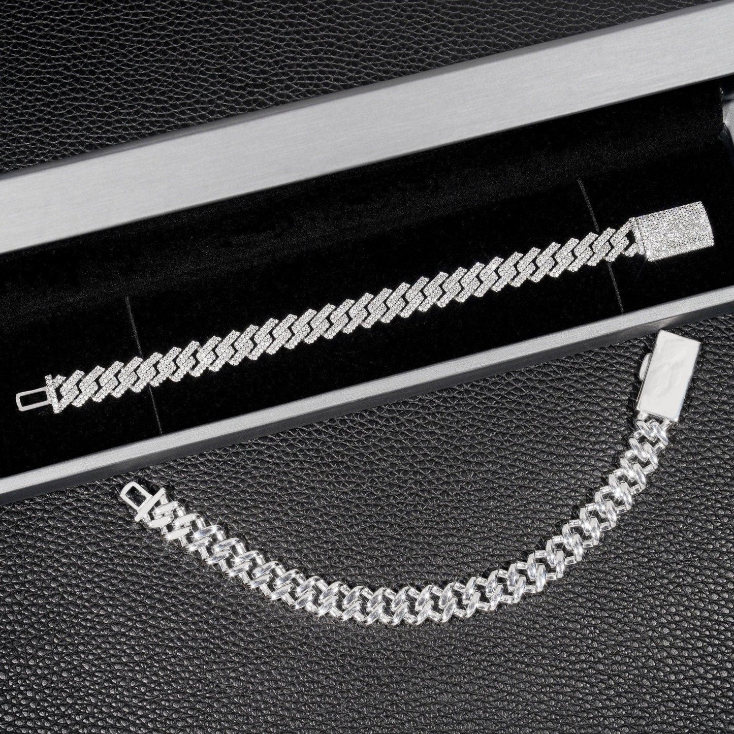 12mm Iced-Out Moissanite Cuban Link Chain – S925 Sterling Silver -Cut Hip Hop Streetwear Necklace - CaratixJewelry
