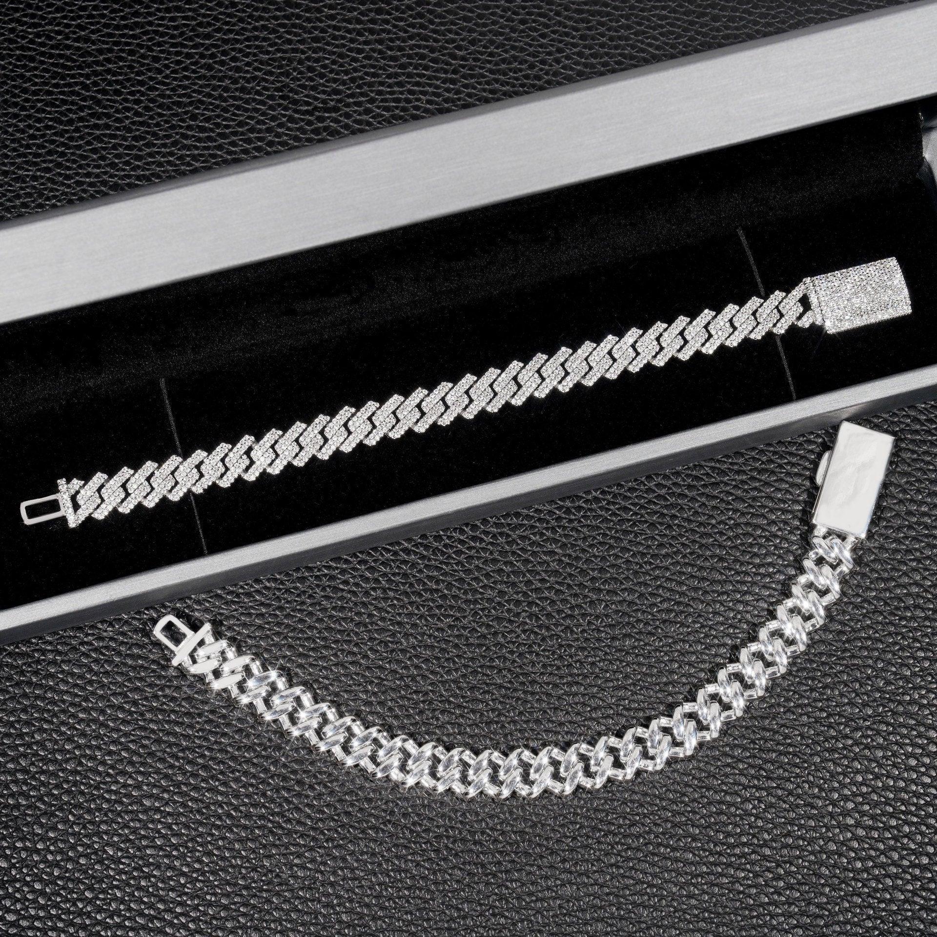 12mm Iced-Out Moissanite Cuban Link Chain – S925 Sterling Silver -Cut Hip Hop Streetwear Necklace - CaratixJewelry