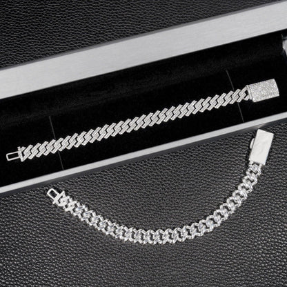 12mm Iced-Out Moissanite Cuban Link Chain – S925 Sterling Silver -Cut Hip Hop Streetwear Necklace - CaratixJewelry