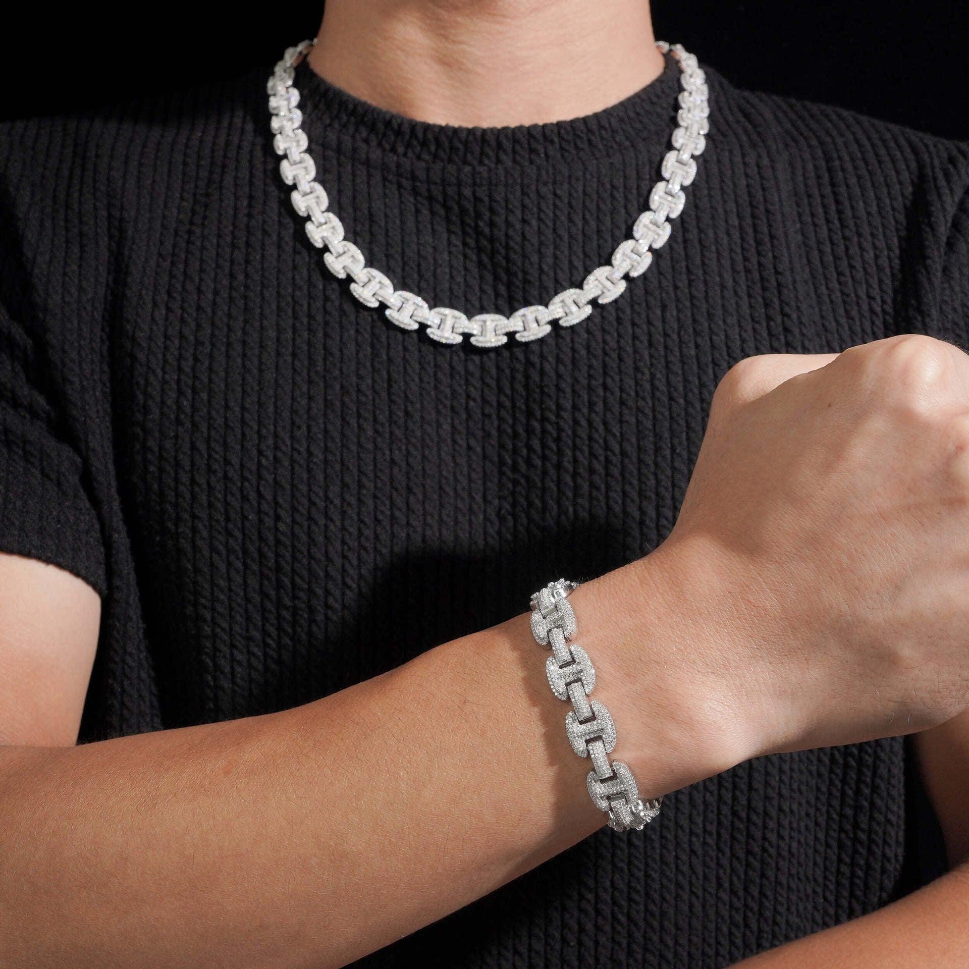 12mm Iced-Out Moissanite Cuban Link Chain – S925 Sterling Silver Hip Hop Streetwear Necklace - CaratixJewelry