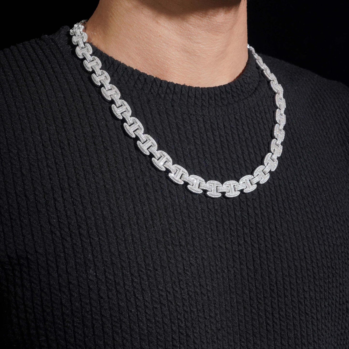 12mm Iced-Out Moissanite Cuban Link Chain – S925 Sterling Silver Hip Hop Streetwear Necklace - CaratixJewelry