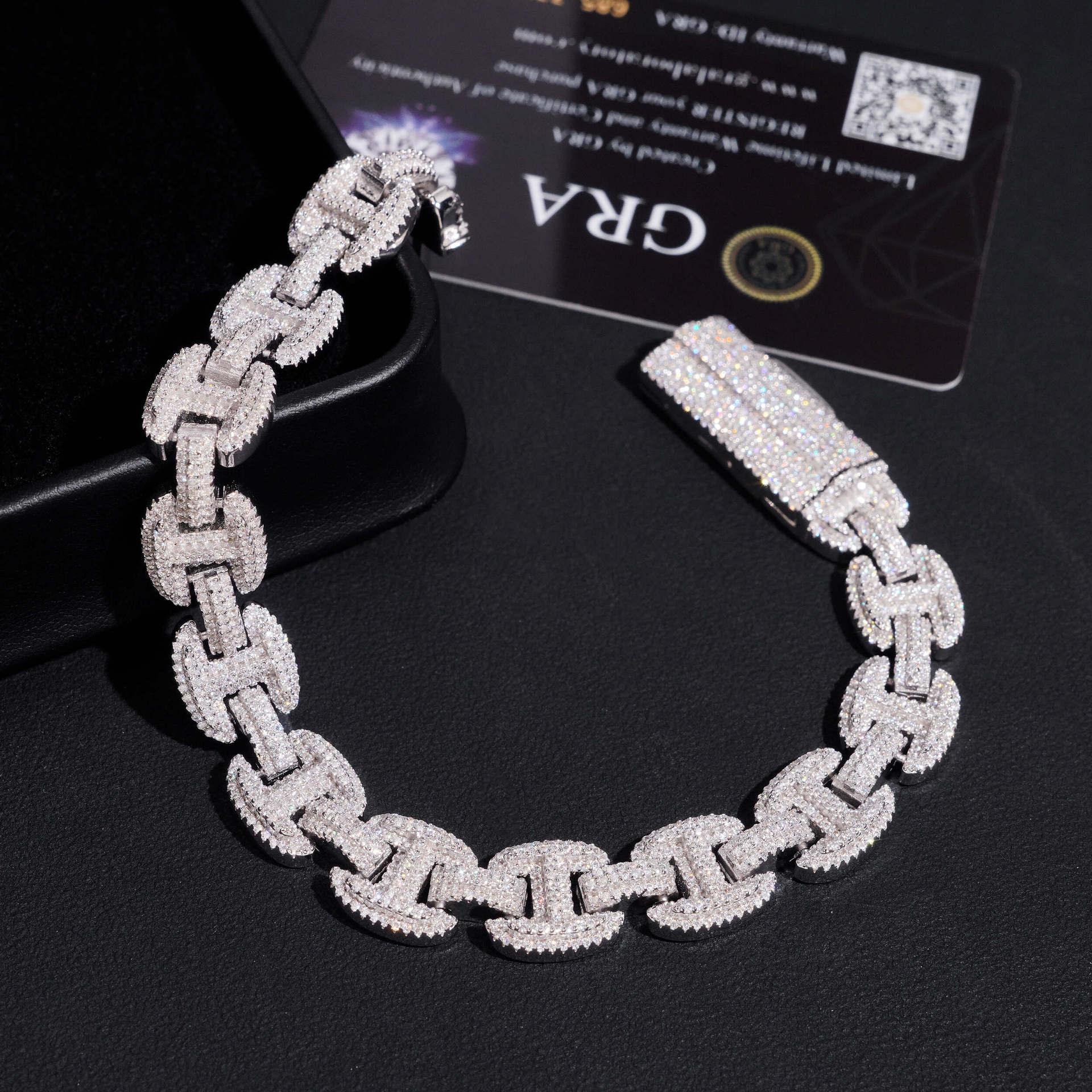 12mm Iced-Out Moissanite Cuban Link Chain – S925 Sterling Silver Hip Hop Streetwear Necklace - CaratixJewelry