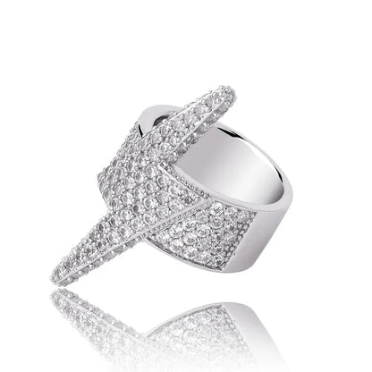Bold Lightning Bolt Hip Hop Ring | Iced Out Zirconia Band | Caratix