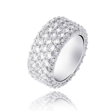 Triple Row Zirconia Hip Hop Ring | Unisex Iced Out Couple's Band | Caratix