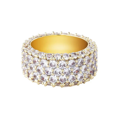 Triple Row Zirconia Hip Hop Ring | Unisex Iced Out Couple's Band | Caratix