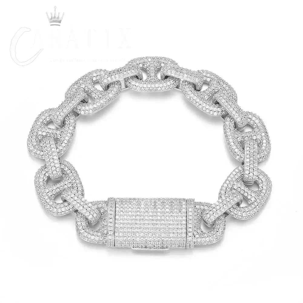 CARÁTIX 16mm Cuban Link Chain Necklace – CZ Iced Out Pig Nose Coffee Bean Hip Hop Jewelry for Women & Men | Gift