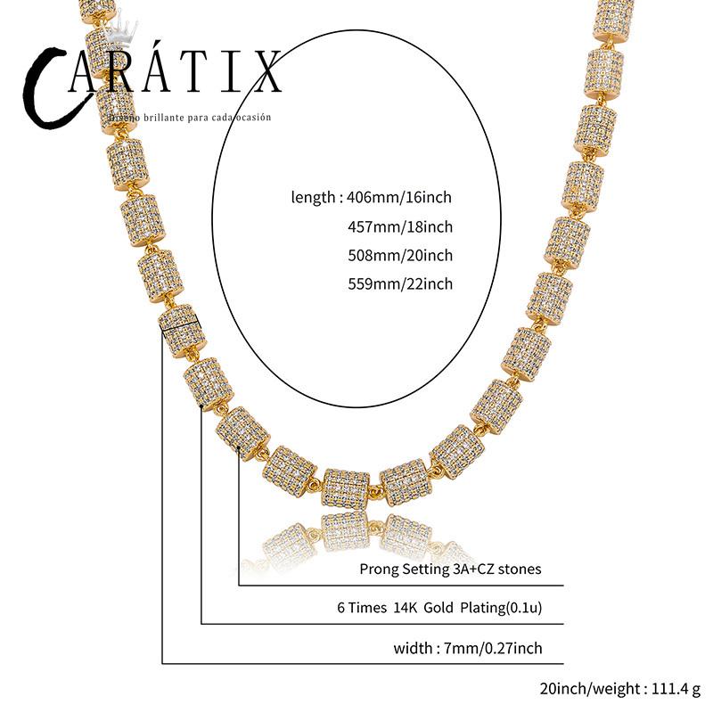 CARÁTIX Bamboo Joint Link Chain Necklace – 3A+ CZ Iced Out Hip Hop Bling Jewelry for Men | Gold & Silver Rapper Gift