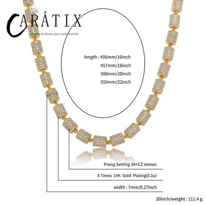 CARÁTIX Bamboo Joint Link Chain Necklace – 3A+ CZ Iced Out Hip Hop Bling Jewelry for Men | Gold & Silver Rapper Gift