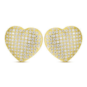 Luxury Lab Diamond .925 Sterling Silver Heart Bling Hip Hop Earrings