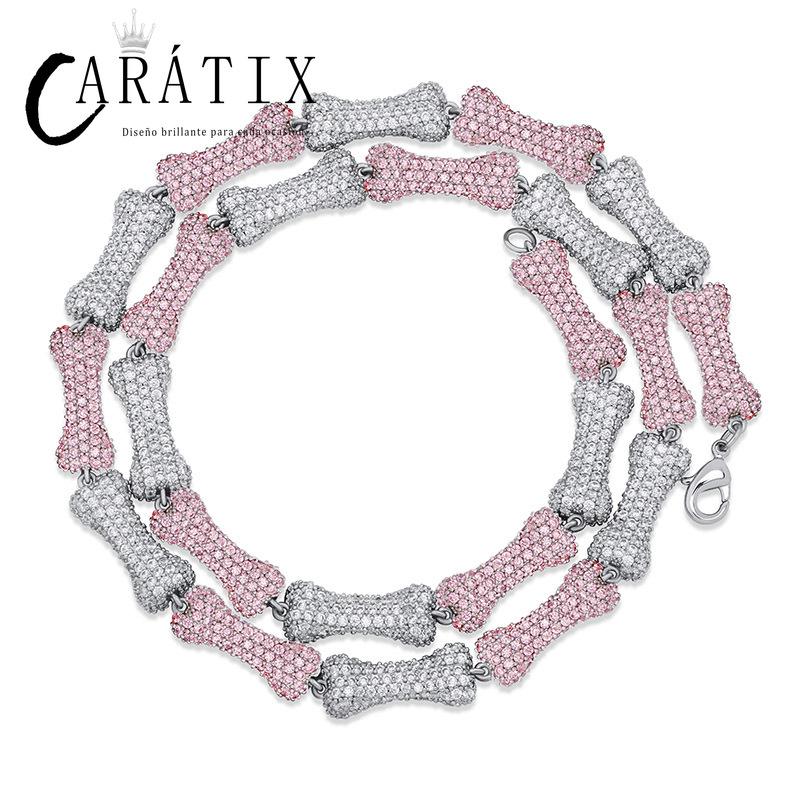 CARÁTIX Bone Link Chain | Full AAA CZ Iced Out Hip Hop Necklace for Men & Women