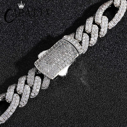 CARÁTIX 12mm 3:1 Cuban Chain | 2-Row CZ Iced Out Hip Hop Necklace for Men