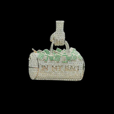 In My Bag Iced Out Letter Pendant Necklace – Custom Hip Hop Jewelry for Men - CaratixJewelry