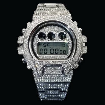 Digital LED Waterproof Chronograph Iced Out Diamond Watch – Luxury Hip Hop Timepiece