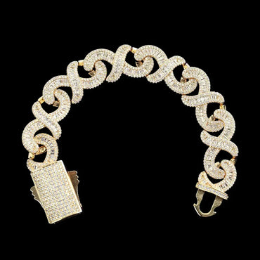 18MM Infinity Link Double Clasp Iced Out Bracelet – Luxury Hip Hop Jewelry for Men & Women - CaratixJewelry