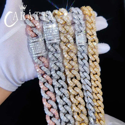 CARÁTIX - 21Mm Thick Cuban Link Chain Necklace Cubic Zirconia Women's T Square Cuban Chain Men Luxury Necklace Jewelry Valentine's Day Gift for Men & Girls & Boys Mothers' Day Gift #Springtok