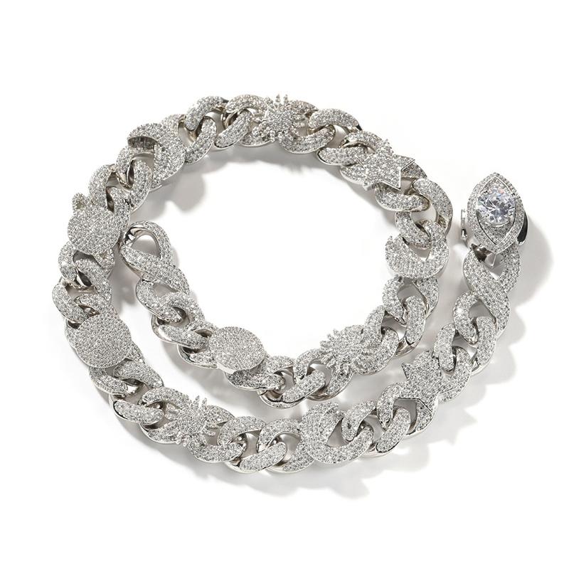 CARÁTIX Sun Star Eye Flower Cuban Link Chain Necklace – 5A+ CZ Iced Out Hip Hop Bling Jewelry for Men | Gold & Silver Rapper Gift