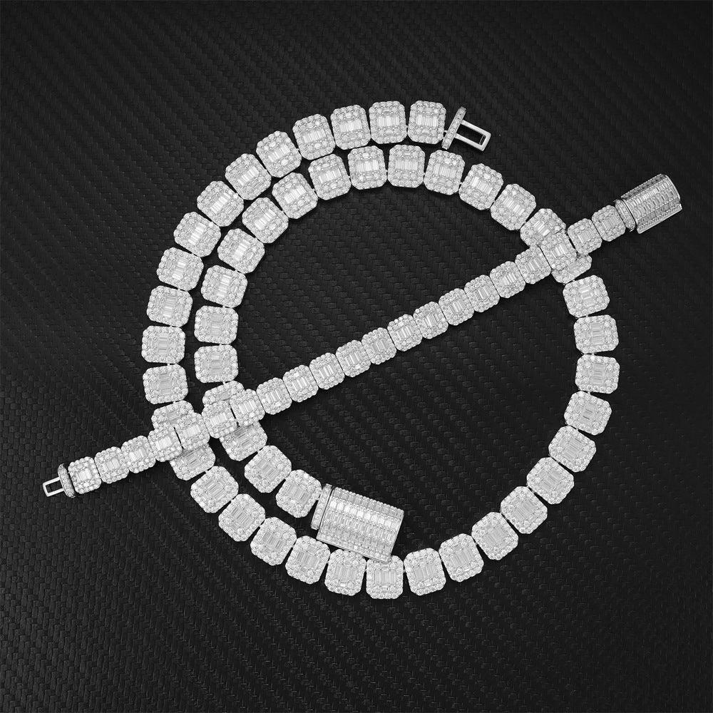 13mm Sugar-Cut Moissanite Cuban Link Chain – S925 Sterling Silver Iced-Out Hip Hop Men’s Necklace - CaratixJewelry
