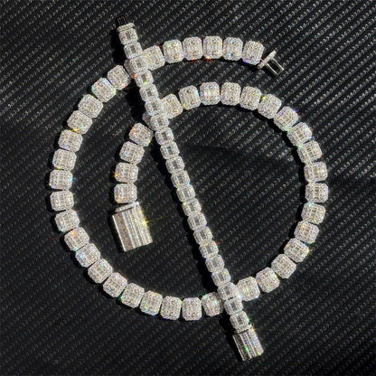 13mm Sugar-Cut Moissanite Cuban Link Chain – S925 Sterling Silver Iced-Out Hip Hop Men’s Necklace - CaratixJewelry